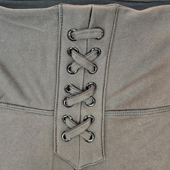 We Wore What Womens Black Lace Up Biker Shorts Sz 31 Corsette Look Athletic - Picture 6 of 14